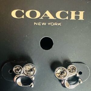 Coach Silver Earrings Signature Crystal Cluster